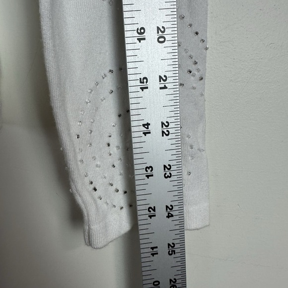 J McLaughlin Beaded Sweater Womens L White Button Up Cotton Modal Cardigan - Picture 11 of 12
